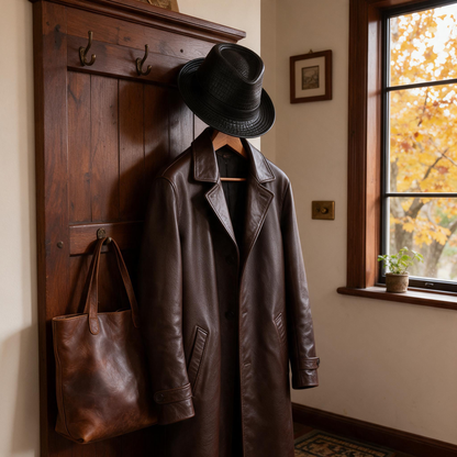🎩 Fedora Hat | Genuine Leather | Outdoors | Men | Croc Texture