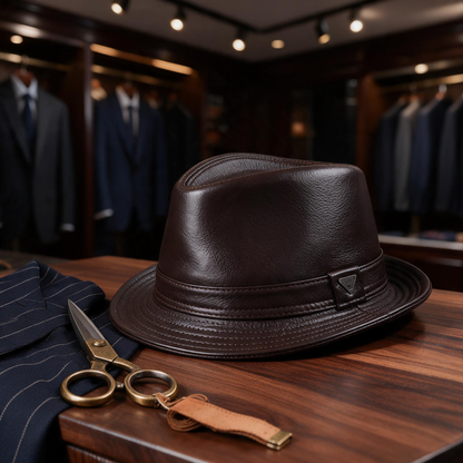 🎩 Fedora Hat | Genuine Leather | Travel | Men | Espresso Finish