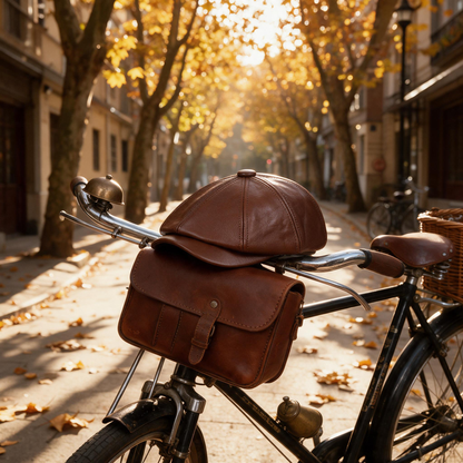 🧢 Newsboy Cap | Genuine Leather | Travel | Men | Vintage Brown