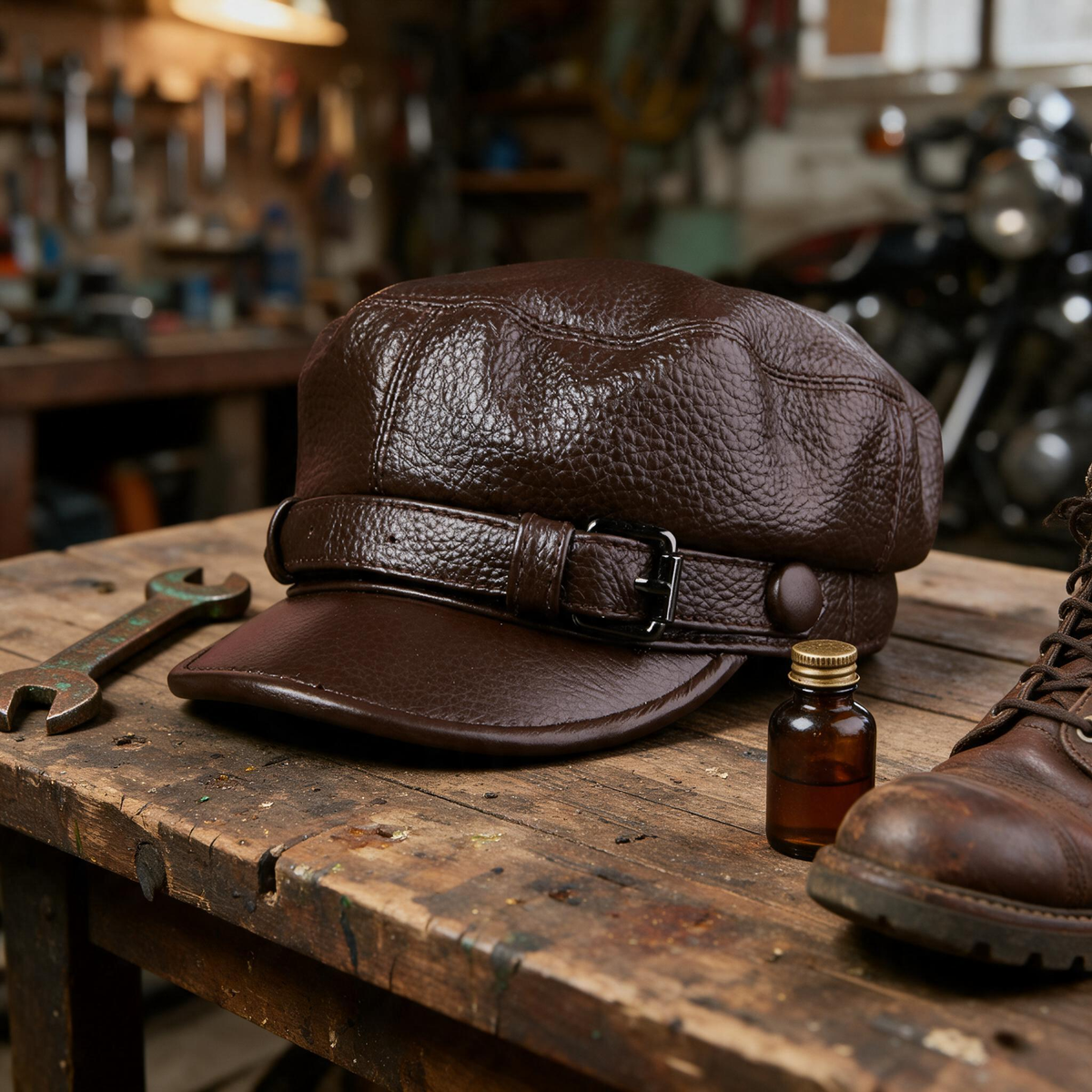 🧢 Newsboy Hat | Genuine Leather | Travel | Men | Buckled Brim