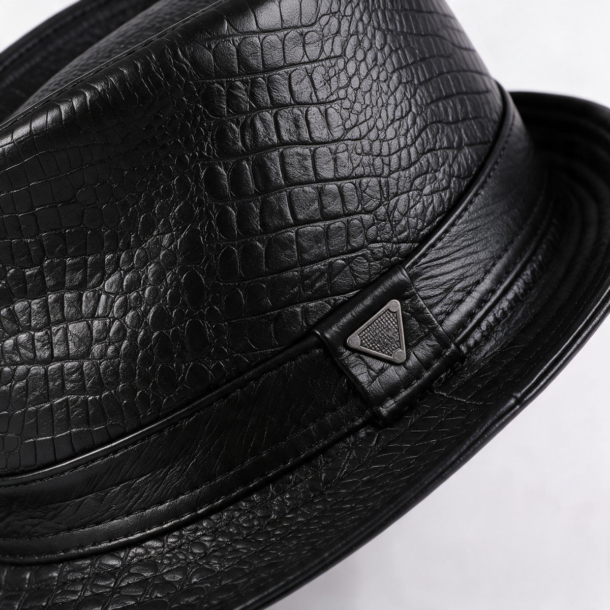 🎩 Fedora Hat | Genuine Leather | Outdoors | Men | Croc Texture