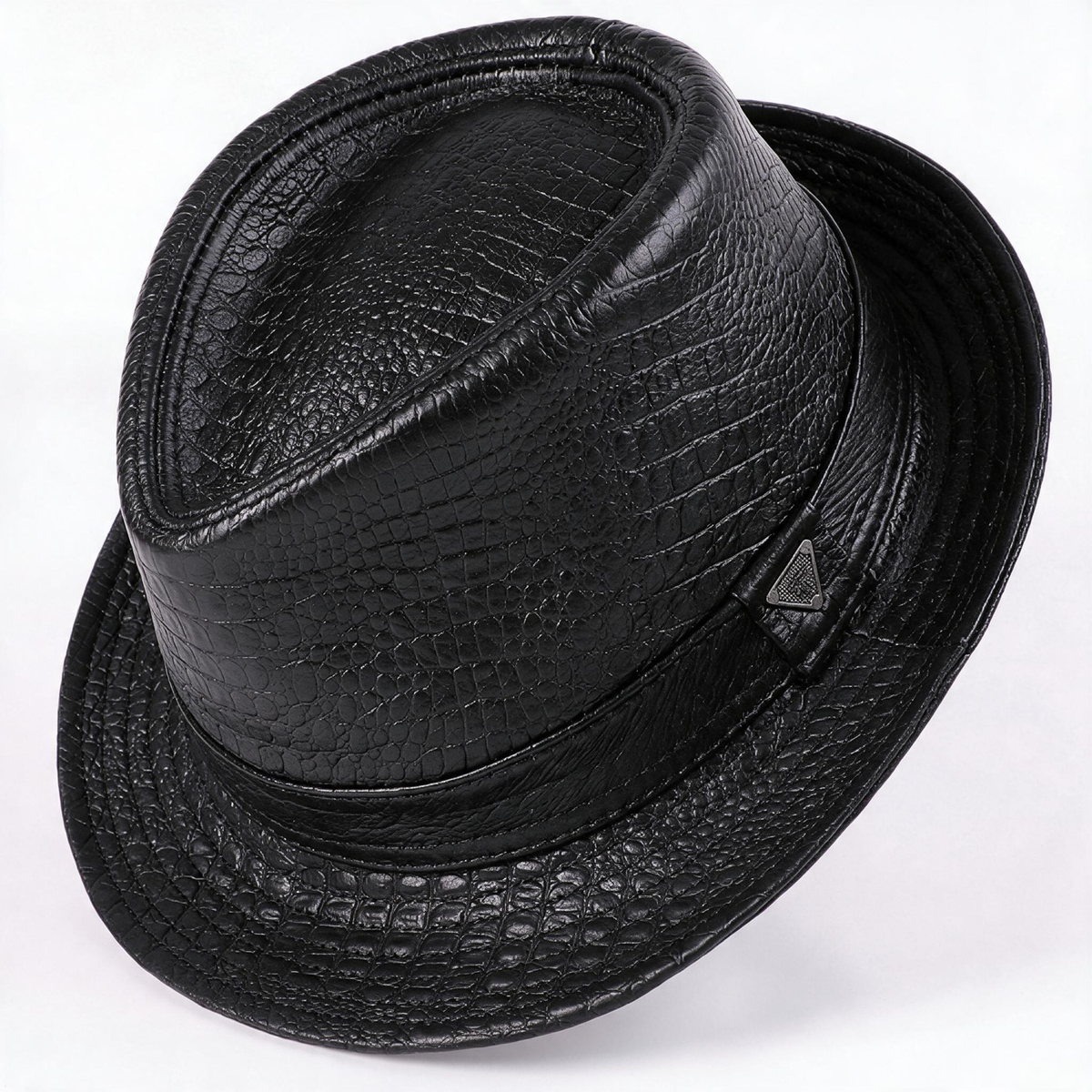🎩 Fedora Hat | Genuine Leather | Outdoors | Men | Croc Texture