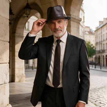🎩 Fedora Hat | Genuine Leather | Travel | Men | Espresso Finish