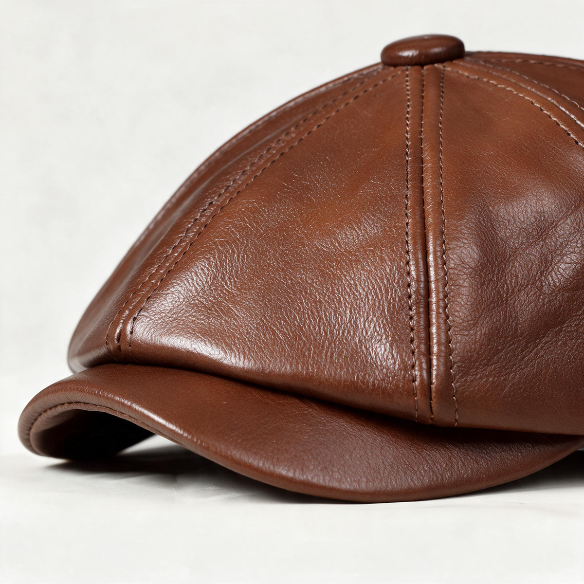 🧢 Newsboy Cap | Genuine Leather | Travel | Men | Vintage Brown
