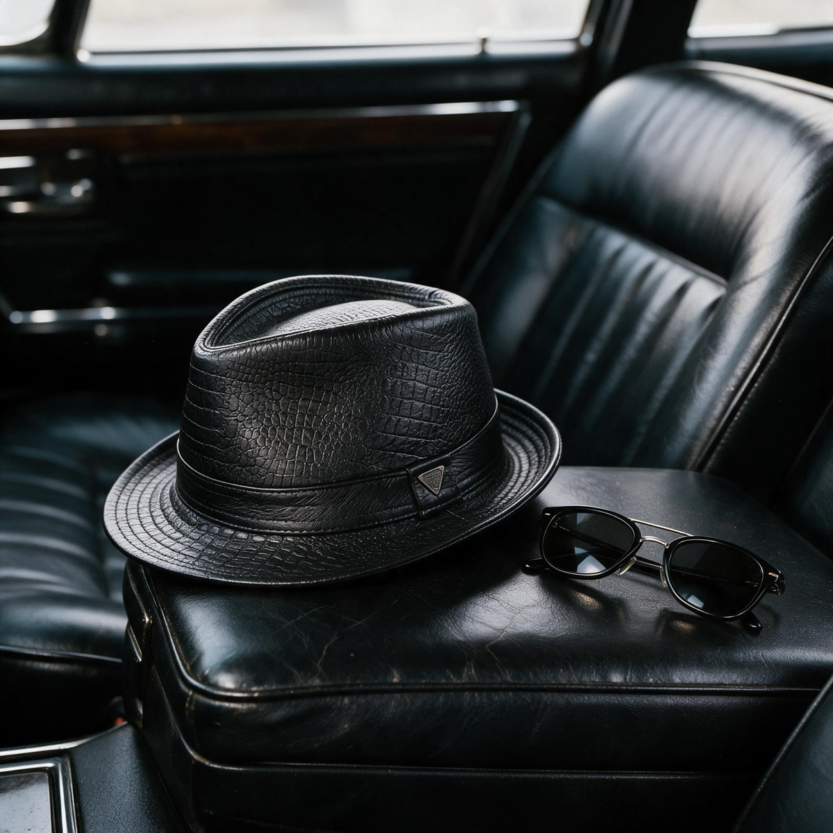 🎩 Fedora Hat | Genuine Leather | Outdoors | Men | Croc Texture